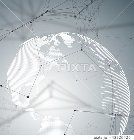 Abstract futuristic network shapes. High tech background, connecting lines and dots, polygonal 48226426