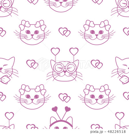 Pattern Valentine's Day. Cats, hearts. Carnival Pattern Valentine's Day. Cats, hearts. Carnival 48226518