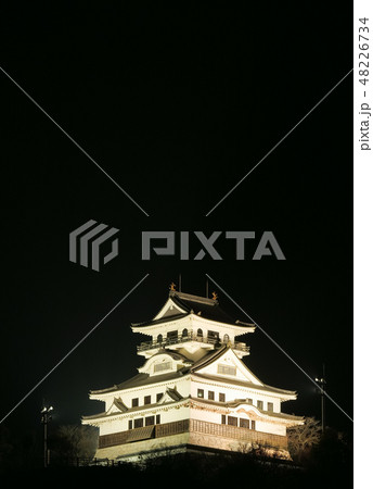 ライトアップされた河原城 天空の城 ライトアップされた河原城 天空の城 48226734