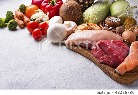 Pegan diet. Paleo and vegan products 48226736