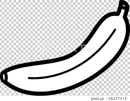 バナナ 一本 白黒ぬり絵のイラスト素材