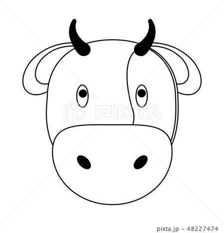 cow animal head cartoon black and white 48227474