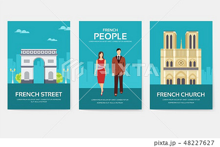 Set of France country ornament travel tour concept. Monument traditional, magazine, book, poster Set of France country ornament travel tour concept. Monument traditional, magazine, book, poster 48227627