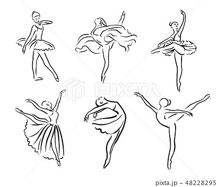 Artistic hand drawn pictures set of theatre theme. Ballerinas dancing. Ballerina dancer with tutu Artistic hand drawn pictures set of theatre theme. Ballerinas dancing. Ballerina dancer with tutu 48228295