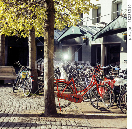many bicycles on street of Amsterdam city, parking ideal traffic many bicycles on street of Amsterdam city, parking ideal traffic 48228510