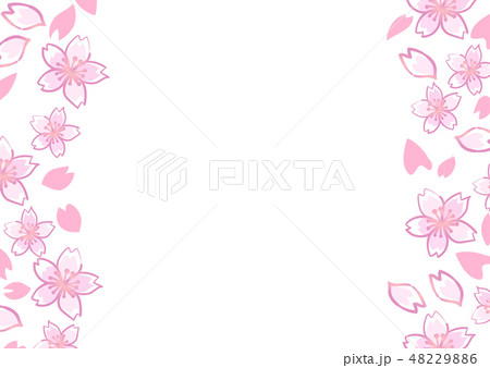 桜 ピンク 和風 手描き ポストカードのイラスト素材 4296