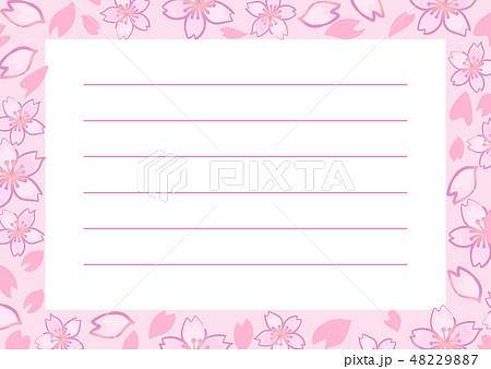 桜 ピンク 和風 手描き 手紙 のイラスト素材 4297