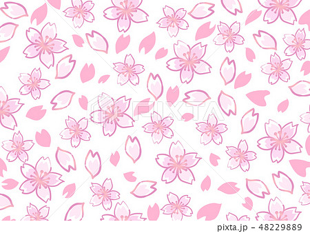 桜 ピンク 和風 手描き 壁紙のイラスト素材 4298