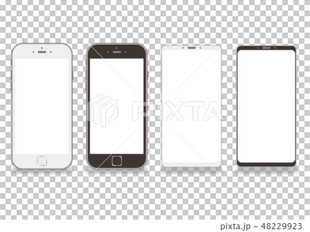 白黒のスマホフレーム枠背景透過ベクター白バック 画面にコピースペース素材のイラスト素材