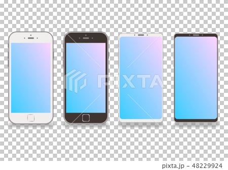 白黒のスマホフレーム枠背景透過ベクター白バック 画面にカラフルグラデーションコピースペース素材のイラスト素材 48229924 Pixta