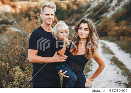 Stylish family in a park  48230405