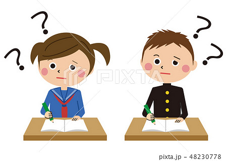 ポップな学生服の男女 上半身 ? ポップな学生服の男女 上半身 ? 48230778