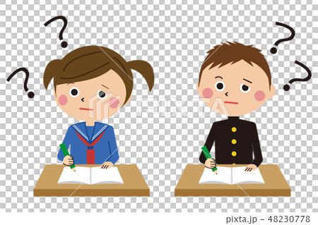 ポップな学生服の男女 上半身 ? ポップな学生服の男女 上半身 ? 48230778