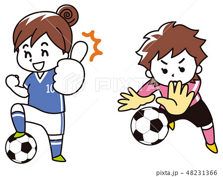 サッカー選手の女性のイラスト素材