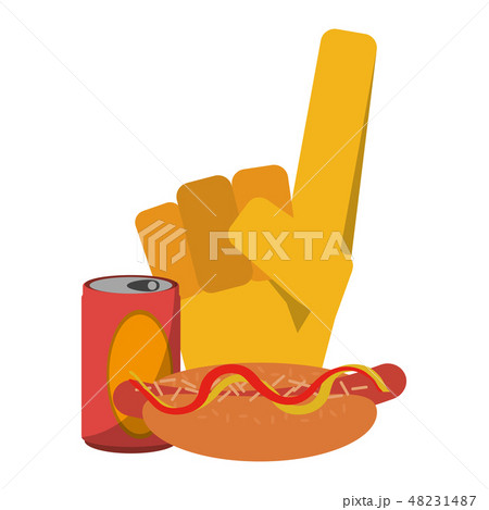 sport flang glove with soda and hot dog 48231487