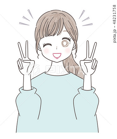 若い女性 ピース 若い女性 ピース 48231758