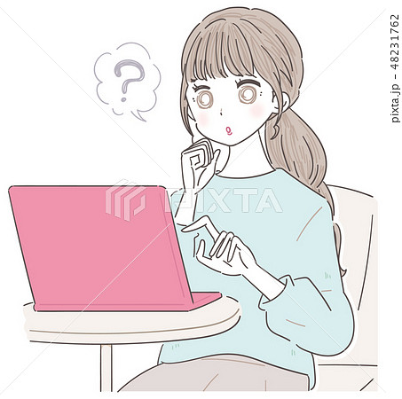 若い女性 パソコン 勉強のイラスト素材 48231762 Pixta