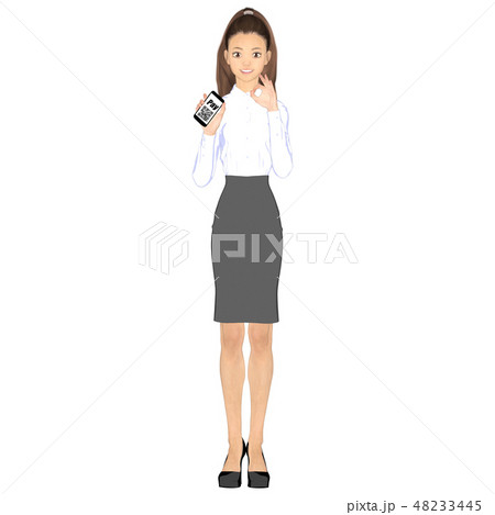 キャッシュレス決済を勧める女性 perming2DCGイラスト素材 キャッシュレス決済を勧める女性 perming2DCGイラスト素材 48233445