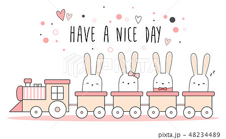 Cute rabbit bunny riding train cartoon wallpaper - Stock Illustration  [48234489] - PIXTA