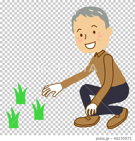 草取りおじいちゃん全身 48235071