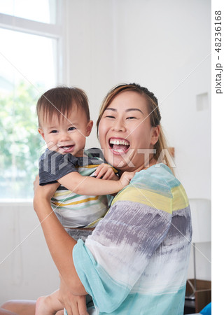 Cheerful mother and son 48236168