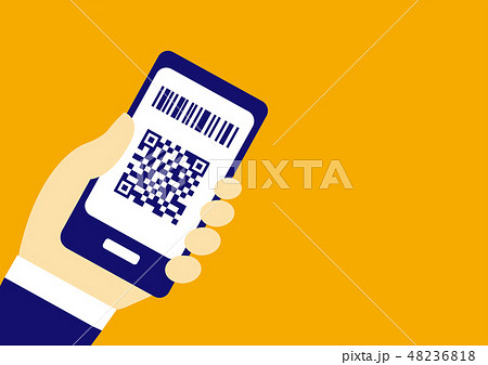 スマートフォンのキャッシュレス決済シンプル背景アイコンビットコインやクレジットカードなどのイラスト素材