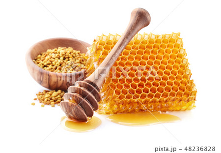Honey with honeycomb and pollen Honey with honeycomb and pollen 48236828