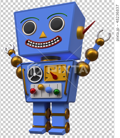 Blue color toy robot who is 10 years old made in 3D Blue color toy robot who is 10 years old made in 3D 48236837