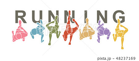 People running top view with text graphic vector 48237169