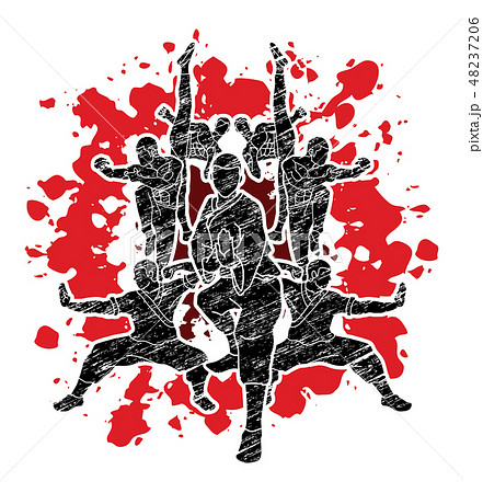 Kung fu action composition graphic vector. Kung fu action composition graphic vector. 48237206