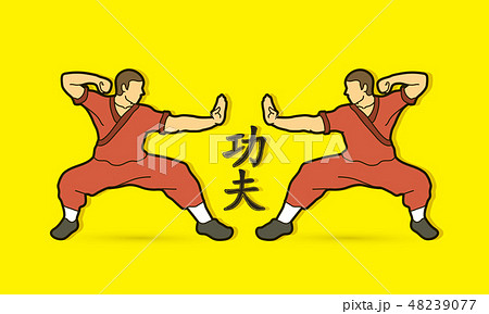 Kung fu action ready to fight designed graphic Kung fu action ready to fight designed graphic 48239077