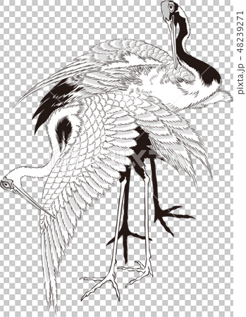 Ukiyo-e Tsuru Part 3 B & W 48239271