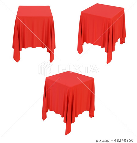 Set of red cloth on a square pedestal 48240350