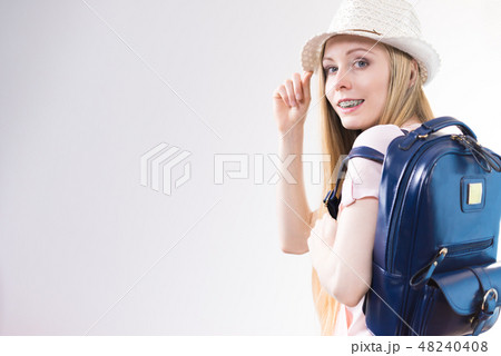 Young woman going to school Young woman going to school 48240408
