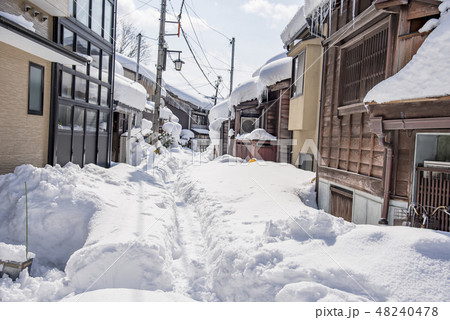 【雪　東山ひがし茶屋街裏路地】 48240478