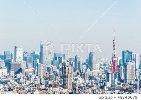 city skyline aerial view of tokyo tower in Japan city skyline aerial view of tokyo tower in Japan 48240679