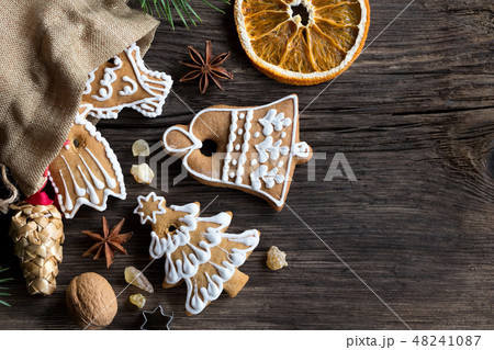 Decorated Christmas gingerbread cookies Decorated Christmas gingerbread cookies 48241087