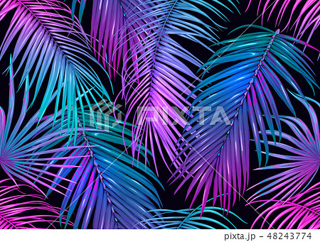 Tropic leaves seamless pattern in neon colors Tropic leaves seamless pattern in neon colors 48243774