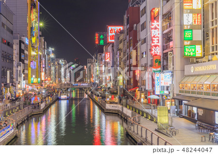 大阪ミナミ_道頓堀の夜景 大阪ミナミ_道頓堀の夜景 48244047