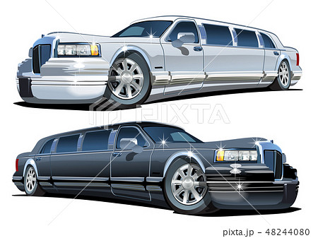 Vector Cartoon Limousines Set Isolated On Whiteのイラスト素材