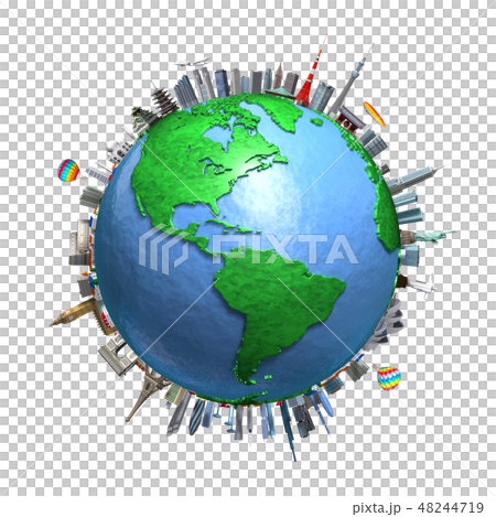 地球ランドマークアメリカ白バック 地球ランドマークアメリカ白バック 48244719