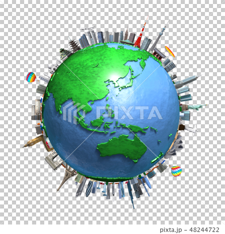 地球ランドマークアジア白バック 地球ランドマークアジア白バック 48244722