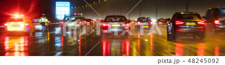 Cars British Rain Motorway Traffic Police Panorama 48245092