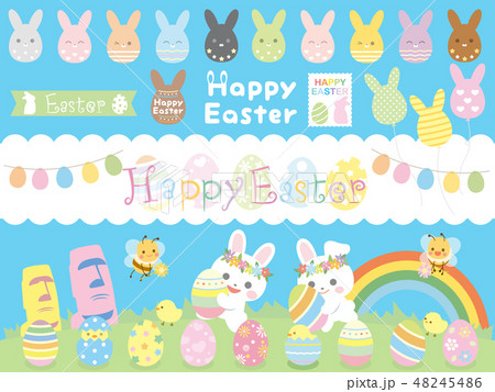 かわいいイースターのイラスト素材 48245486