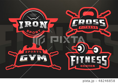 Set sport, logo emblem on a dark background. Set sport, logo emblem on a dark background. 48246858