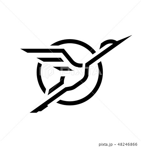 Flying Stork, linear logo. 48246866