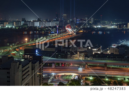 【兵庫県】神戸大橋とポートアイランドの夜景 48247383