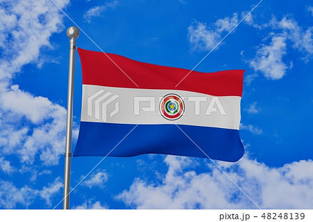 はためくパラグアイの国旗のイラスト素材