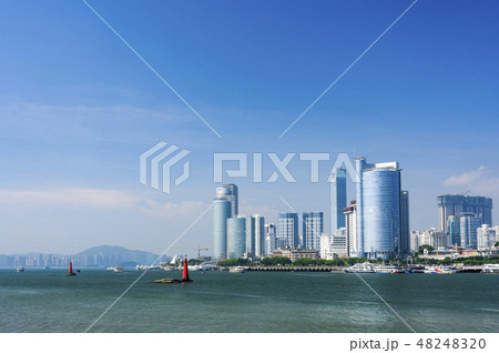 Xiamen skyline with blue sky 48248320