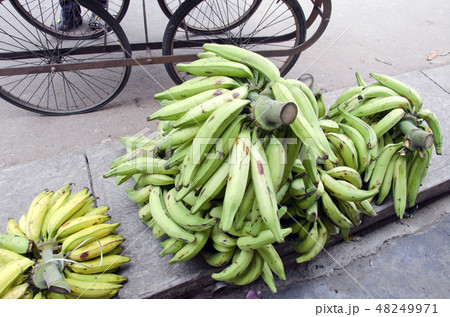 Bananas on traditional street market in India 48249971
